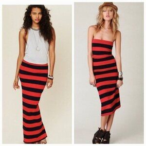 Free People convertible skirt / dress size S Red and Black stripes